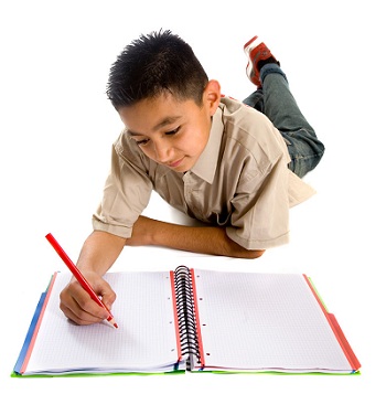 child studying